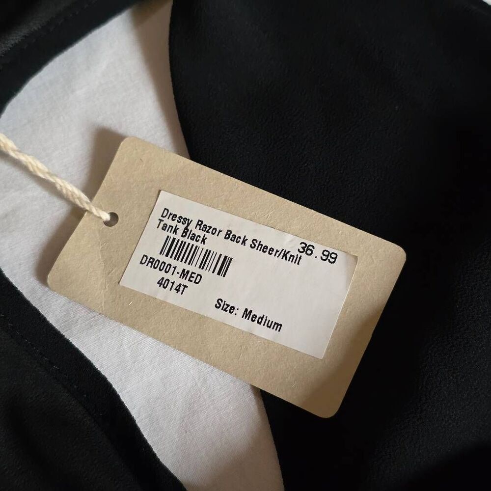 Doe & Rae Black Sheer Racerback Tank Blouse NWT M - Picture 6 of 8